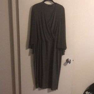 Club L Plus Wrap Front Cape Midi Dress